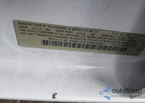 2009 Volkswagen Jetta Tdi из США, поврежденный, VIN 3VWAL71K79M048557